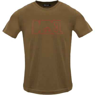 Diesel Outlined Logo Bruin Koffielikeur T-shirt