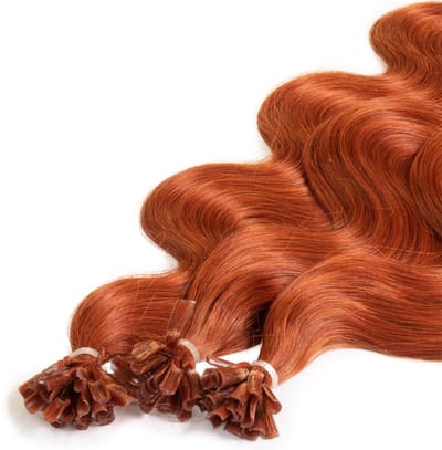 hair2heart Premium Extensions Echt Haar Bondings Gegolfd - 25 Strengen 0,8g 40cm 8/43 Lichtblond Roodgoud