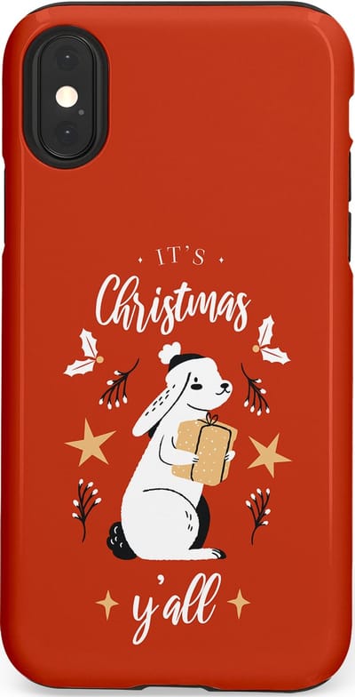 Casetastic hoesje geschikt voor Apple iPhone X / Apple iPhone XS - Dubbellaagse bescherming - Kerst Konijntje Flappie - Fashion Case - Terracotta