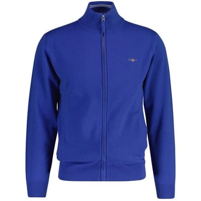 Gant Vest Superfine Lambswool Zip Cardigan Rich Blue / male