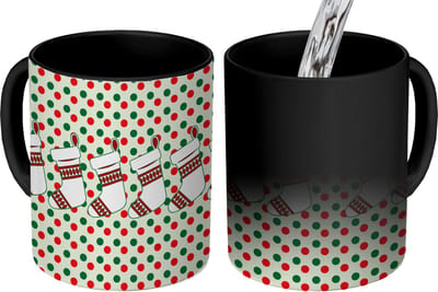 Magische Mok - Foto op Warmte Mokken - Koffiemok - Kerstmis - Patroon - Vintage - Magic Mok - Beker - 350 ML - Theemok