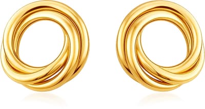 Oorbellen Dames goudkleurig - Vergulde oorbellen Echte zilver - Verguld Trio Cirkel Oorstekers - Verguld Echte Zilver 925 - Amona Jewelry