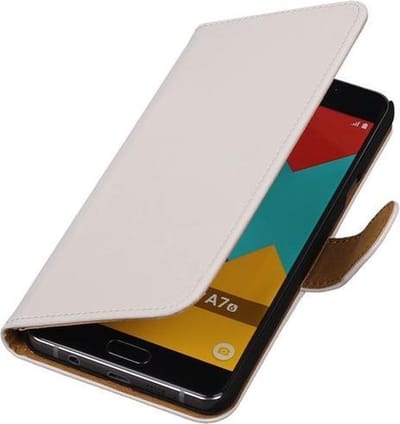 Wit Effen Booktype Samsung Galaxy A7 2016 Wallet Cover Hoesje