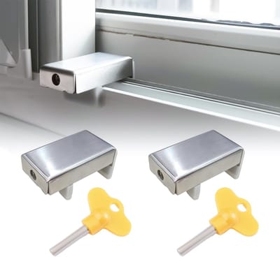 Dailygoods- Raamslot Verstelbaar - Raambeveiliging Kind - Raambeveiliging Inbraak - Schuifraamstopper - Roestvrij Staal - Dual-Point Vergrendelingsmechanisme