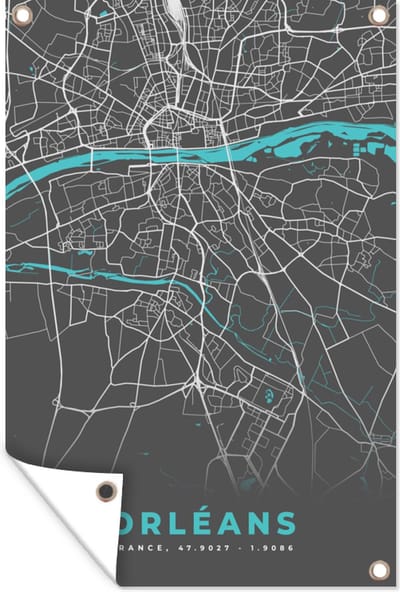 Muurdecoratie Orléans - Stadskaart - Kaart - Plattegrond - Frankrijk - 120x180 cm - Tuinposter - Tuindoek