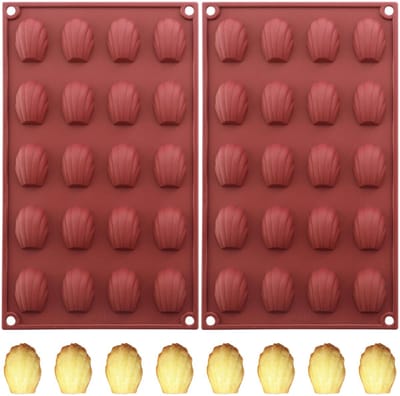 bakvorm, 2 stuks, 20 vormen per vorm, bakvorm voor Franse zoetigheden chocolade, terracotta-rood