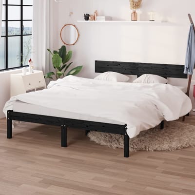 vidaXL - Bedframe - massief - hout - zwart - 120x190 - cm