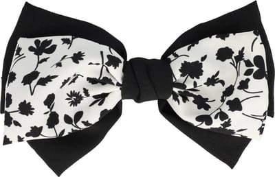 Haarsoires Haarspeld Patentspeld 8cm - Strik 18cm – Bloemenpatroon Stof – Wit Zwart - Haarspelden voor Dames - Haarklem - Haarclip - Haaraccessoires - Hair Clip - Decoratieve Haaraccessoire