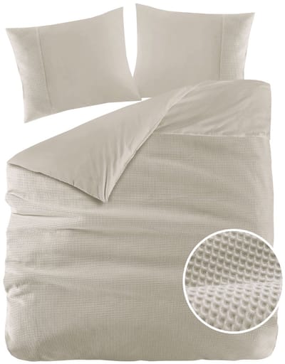 Papillon Dekbedovertrek Mendoza Wafel Zand Tweepersoons 200x200/220 cm - Hoogwaardige Percale Katoen Super Zacht