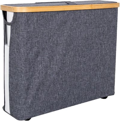 Toiletpapier Opslag - Opbergmand Deksel - Badkamer Organisatie - Stofdicht Ademend - 45 x 15 x 5 cm - Grijs