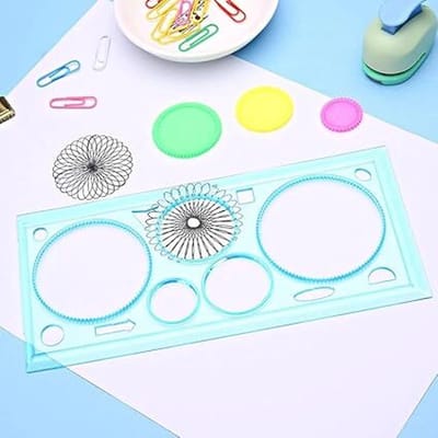 Spirograaf Blauw - Design Ruler Tekenhulp - Geometrische Cirkels Tekenen - Speelgoed Tekenset - Spiraal Patronen