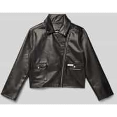 Bikerjack in leerlook met klepzakken