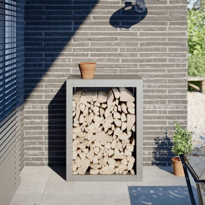 Brandhoutrek - Houthouder Haard - Brandhout Opslaan - Roestvrij Staal - 60 x 40 x 80 cm - Zilver