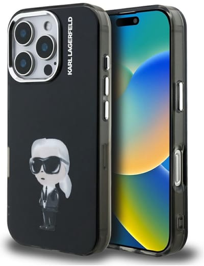 Karl Lagerfeld IML Aquarelle Karl & Logo MagSafe Case for iPhone 16 Pro - Black