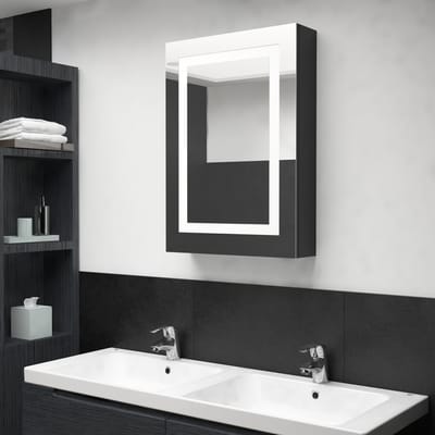 vidaXL - Badkamerkast - met - spiegel - LED - 50x13x70 - cm - glanzend - zwart