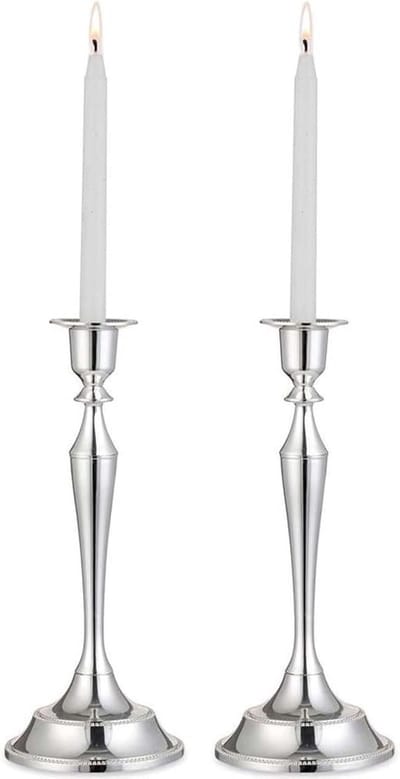 Elegante zilveren kaarsenhouders voor taperkaarsen - 24,5 cm hoog - Perfect voor bruiloften, verjaardagen en feestelijke tafeldecoraties