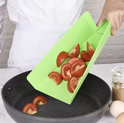 Flexibele snijplank - Vouwbare snijplank - Met handvat - Groen - Snijplankje - 38/21CM - Makkelijk restjes weggooien - Snij plank - 1 stuks - CHPN