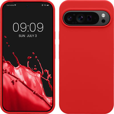 kwmobile telefoonhoesje geschikt voor Google Pixel 9 Pro XL - Hoesje met siliconen coating - Smartphone case in klassiek rood