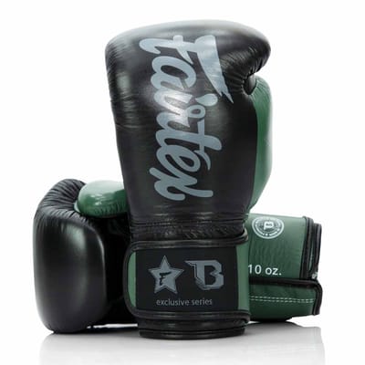 Fairtex X Booster Bokshandschoenen - FXB BG V2 - Echt leer - Zwart/Donkergroen 16 oz