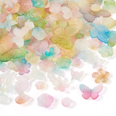 Kralen, gematteerde bloem, strik, vlinder, blad kralen, esthetische knutselkralen in bulk voor doe-het-zelf armband, ketting, oorbellen, sieraden maken