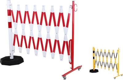 Verplaatsbare paal met harmonicahek - Geel & Zwart - x 3600 mm x - - - - Voor binnen & buiten