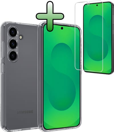 Hoesje Met Screenprotector - Geschikt voor Samsung Galaxy S25 FE - Sterk & Shockproof - Back Cover - Siliconen Case - Telefoon Hoes - Transparant