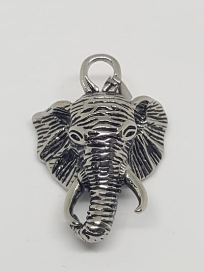 RH Jewelry® Herenhanger “Olifant Hoofd” – 316L Chirurgisch Staal – Hypoallergeen – Inclusief Luxe Geschenkdoos