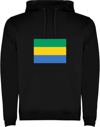 Zwarte Hoodie met Wereldse vlag land Gabon Full Color Maat M