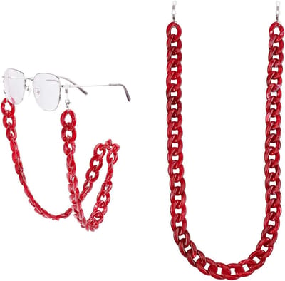 Ronte - Acryl Brillenkoord met Roestvrij Stalen Sluitingen voor Vrouwen in Rood - Modeaccessoire met Brilketting - Trendy en Stijlvol - Handig en Veilig - Unieke Eyewear Accessoire.