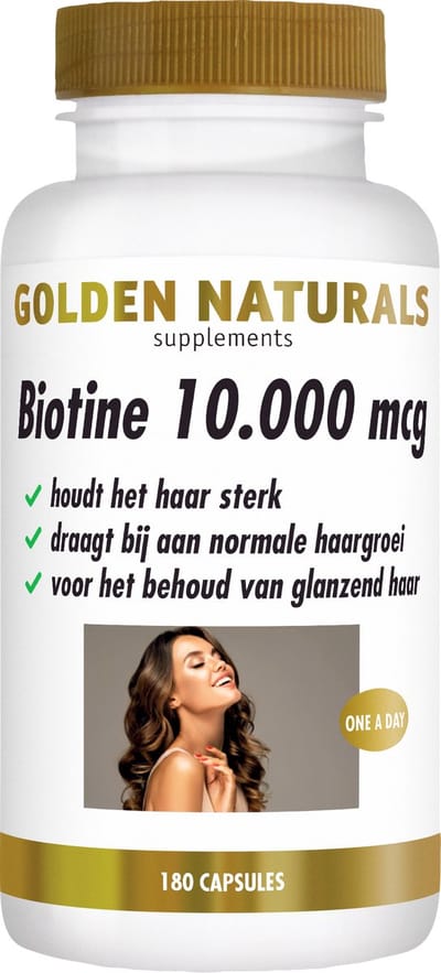 Golden Naturals Biotine 10.000 mcg (180 veganistische capsules)