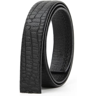 Dubbelzijdige Toplaag Koeienhuid Riemstrip Heren Automatische Gesp Riemlichaam Ingedrukt Dubbelzijdig Koeienhuid Riemstrip 110-130CM black