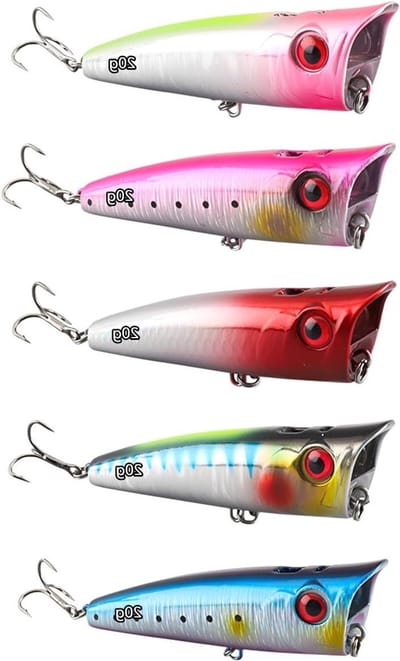 Vlot drijvende oppervlakte viskunstaas, 5 stuks, 14.5g/20g, ideaal voor snoek, baars en zalm