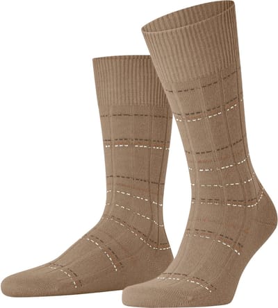 FALKE Lhasa Rib Special Edition gedessineerd wol viscose kasjmier sokken heren bruin - maat 39-42