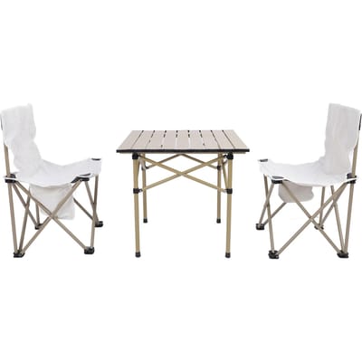 Kampeertafel Stoelen Set Hoge Belastbaarheid Draagbaar Opvouwbaar Aluminiumlegering Kampeer Vierkante Tafel Stoelen met Opbergruimte white