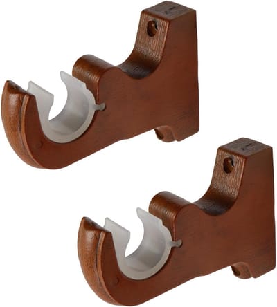 Houten gordijnroede - 122 cm - 2 stuks - bruin - voor woonkamer, slaapkamer en badkamer