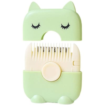 Tondeuse et peigne 2 en 1 pour bébé Coupe de cheveux et coiffure Coupe de frange et cheveux cassés Tondeuse à frange Manuelle Portable Tondeuse à cheveux pour enfants vert