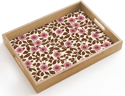 Dienblad hout 40x30 cm - Schootdienblad - Bloemen - Bladeren - Kleurrijk - Borrelplank rechthoek - Plateau dienbladen