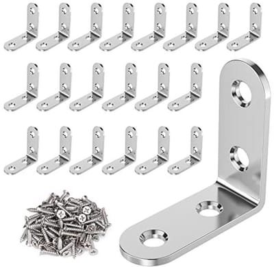 Hoekverbinders RVS 20 Stuks, 40 x 40 mm, 90 Graden, Duurzaam en Sterk voor Meubelmontage