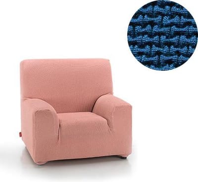 Belmarti® Fauteuilhoes Milan 70cm tot 110cm breed Blauw - Premium bi-stretch stof - horizontaal en verticaal rekbaar - antistatisch en ademend katoen