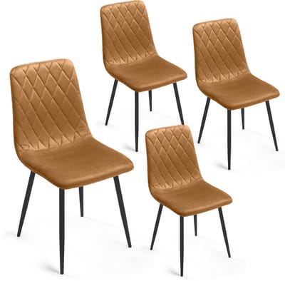 Lina® Elisia Eetkamerstoelen Okergeel - Stoel - Set van 4 - Velvet