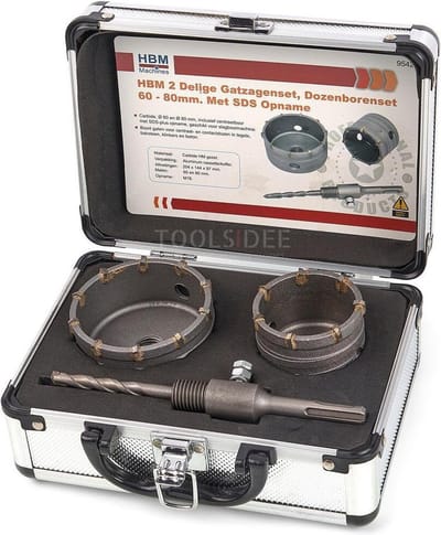 HBM 2-delige gatzagenset 60-80 mm met SDS-opname voor beton, natuursteen, tegel en klinkers
