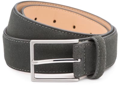 Suède heren riem Bobby – Grijs - 3,5cm breed - Pantalon & Jeans riem - Nikkelvrije gesp - Riemmaat: 85 cm (Lengte riem: 100 cm)