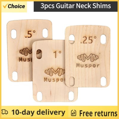 Muspor Mx0360D 3 Stuks Gitaarhals Shims 0,25 0,5 1 Graad Houten Shims Set Voor Bolt-On Halsbouten Voor Gitaar Accessoires