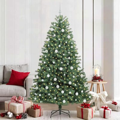 vidaXL - Kunstmatige - Hinged - Kerstboom - Groen - 210 - cm - PVC - en - Metalen