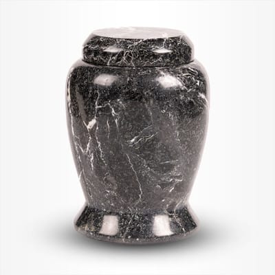Natuursteen Urn Groot 3,7 liter Zwart Wit - Urn voor Menselijke As - Crematie Urn voor As Volwassenen