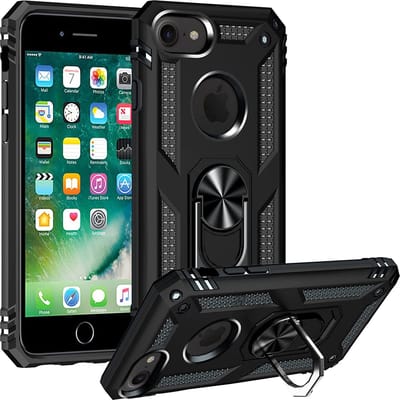 Anti-Shock Hybrid Ring Armor Hoesje Geschikt voor: iPhone 7 / 8 Plus - zwart