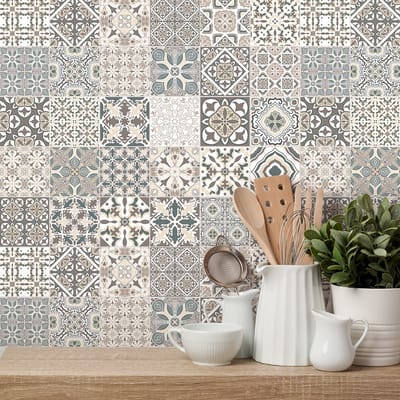 Zelfklevende tegelmuurstickers voor keuken en badkamer - 9 AZULEJOS PASCALINO tegelstickers - 9 stickers 10x10cm