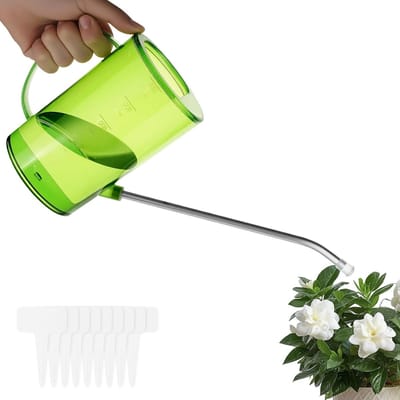 Langwerpige gietkan voor kamerplanten, 1L capaciteit, ideaal voor binnenplanten, vetplanten en bonsai bloemen in groen