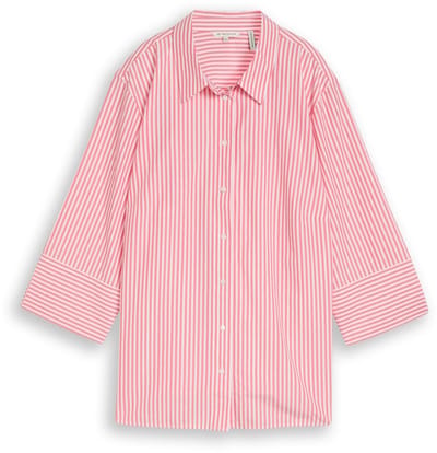 Tom Tailor - Plus Size - Overhemdblouse met streepjesmotief - Maat 46 - soft coral white thin stripe
