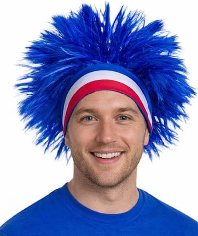 Pruik Punk rood-wit-blauw Volwassenen Unisex Wit / Blauw / Rood Koningsdag Maat One size
